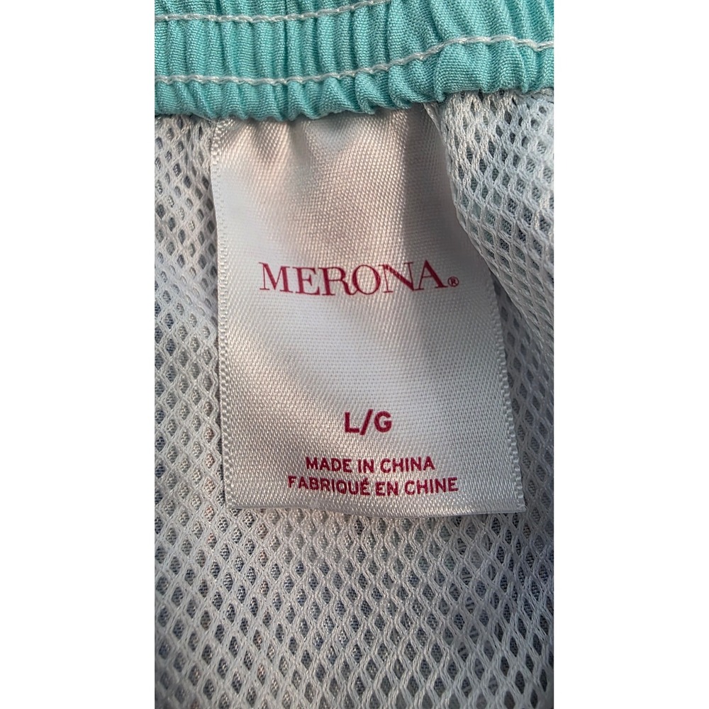 Merona Men's Plaid Swim Trunks Teal Blue White Board‎ Shorts Size Large - Picture 3 of 6